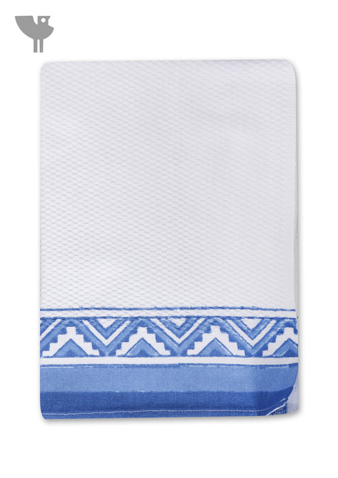 Handloom Cotton Hand Towel  With Block Print Border